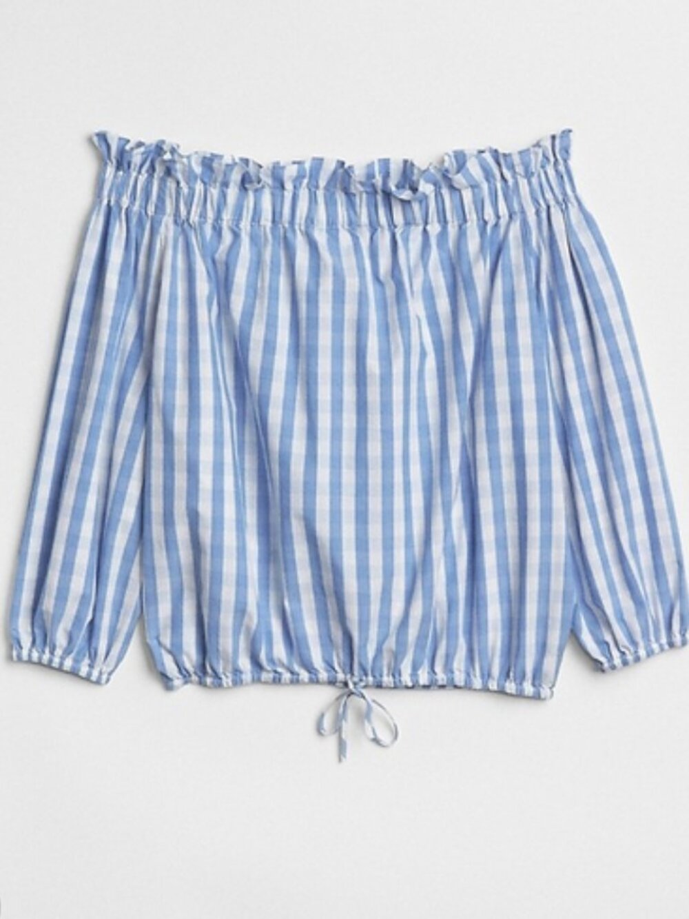 GAP Off The Shoulder Gingham Top with Tie Waist Size XS